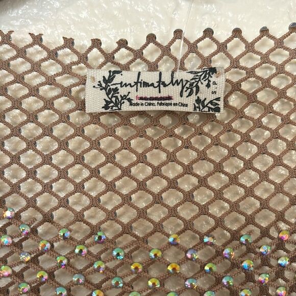 FREE PEOPLE Intimately Filter Finish long Sleeve Rhinestone Top NWOT - Picture 6 of 8